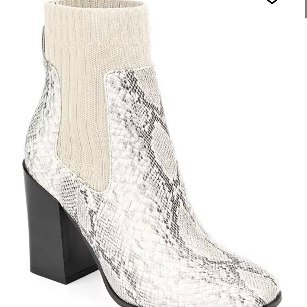 Adalia Knit Block Heel Snakeskin Booties